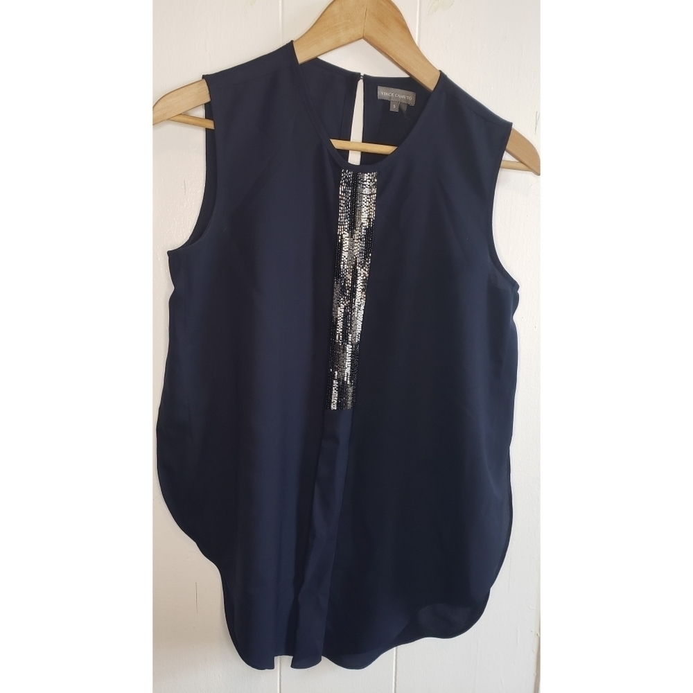 Vince Camuto Navy Blue Dress Blouse